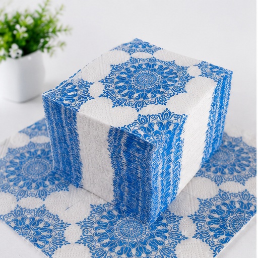 Blue printed napkins